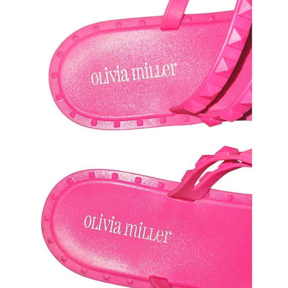 Olivia Miller Studded Jelly Sandals Unworn Pink 10 Womens Island Resort Beachy - Picture 2 of 4